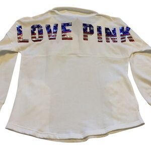 Victorias secret pink bling USA patriotic star sweater